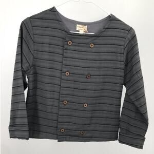 Napaani Unisex Kids Martin Shirt 12Y Gray Black Stripe Long Sleeve